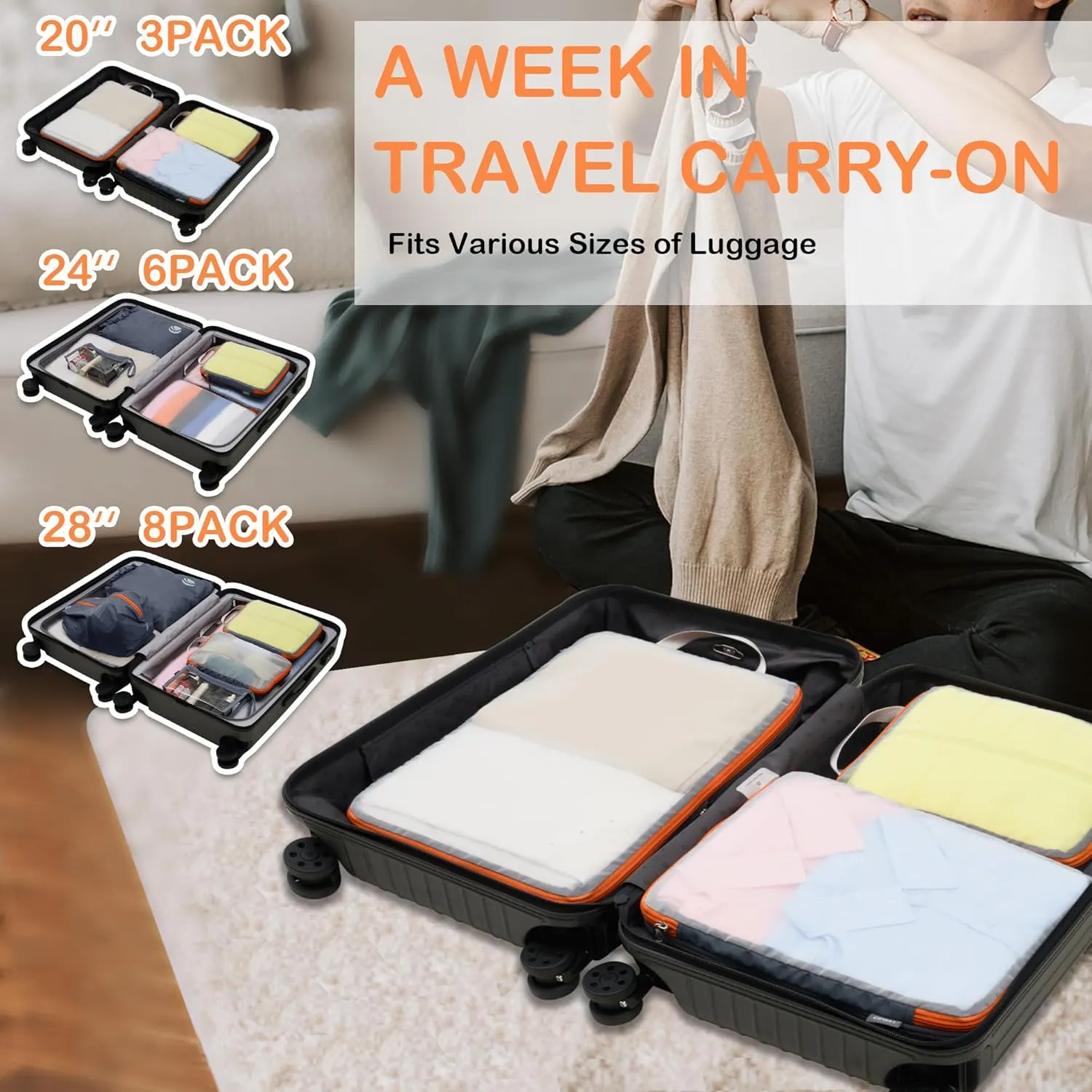 Cipway Mesh Compression Packing Cubes, Ultralight See Through Luggage Organizer Bags, Travel Essentials for Carry on Suitcase 3Pcs,Grey