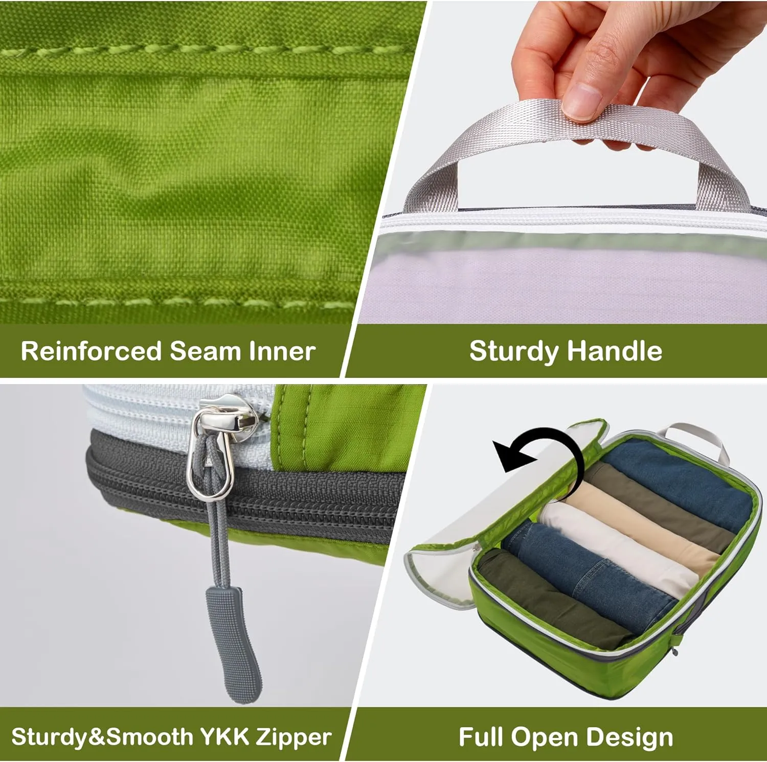 Cipway Mesh Compression Packing Cubes, Ultralight See Through Luggage Organizer Bags, Travel Essentials for Carry on Suitcase3 Pcs,Green