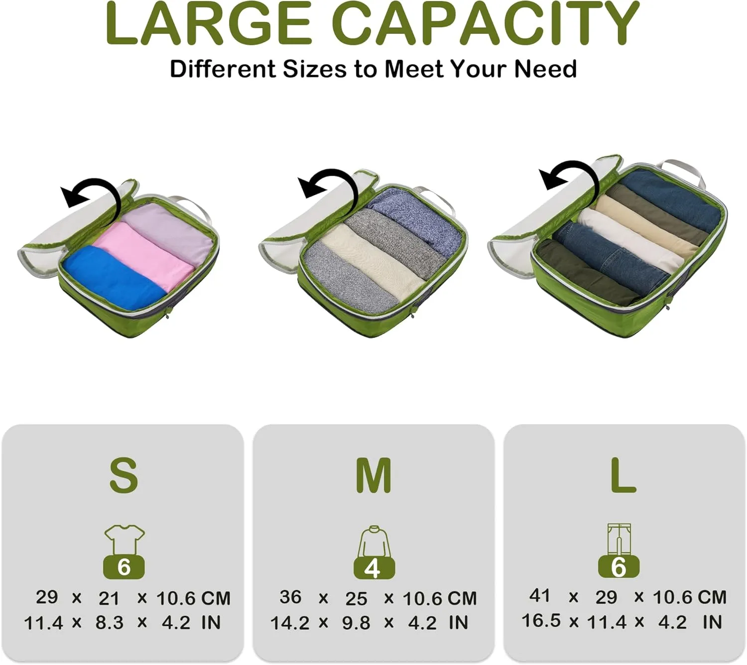 Cipway Mesh Compression Packing Cubes, Ultralight See Through Luggage Organizer Bags, Travel Essentials for Carry on Suitcase3 Pcs,Green