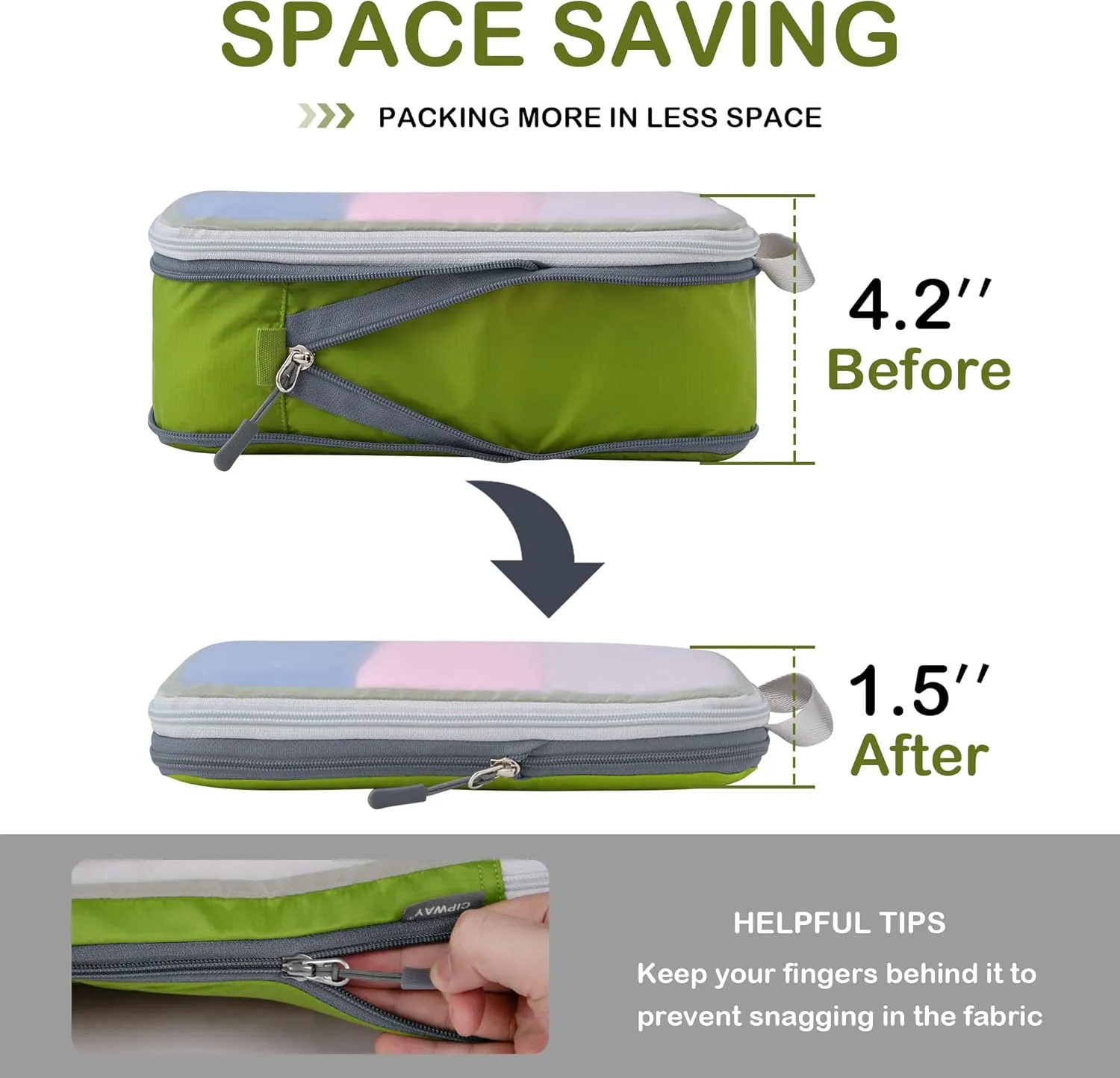 Cipway Mesh Compression Packing Cubes, Ultralight See Through Luggage Organizer Bags, Travel Essentials for Carry on Suitcase3 Pcs,Green