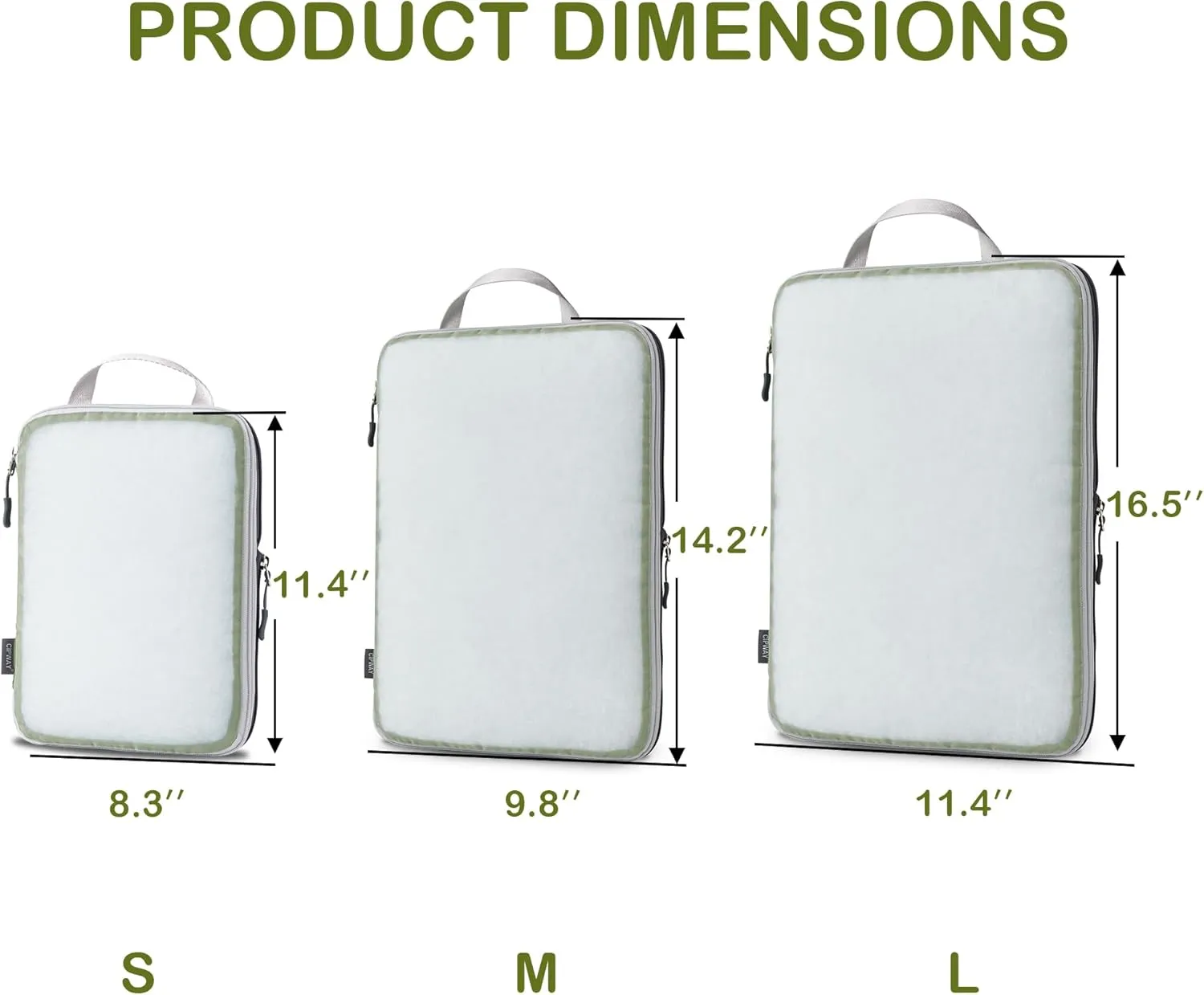 Cipway Mesh Compression Packing Cubes, Ultralight See Through Luggage Organizer Bags, Travel Essentials for Carry on Suitcase3 Pcs,Green