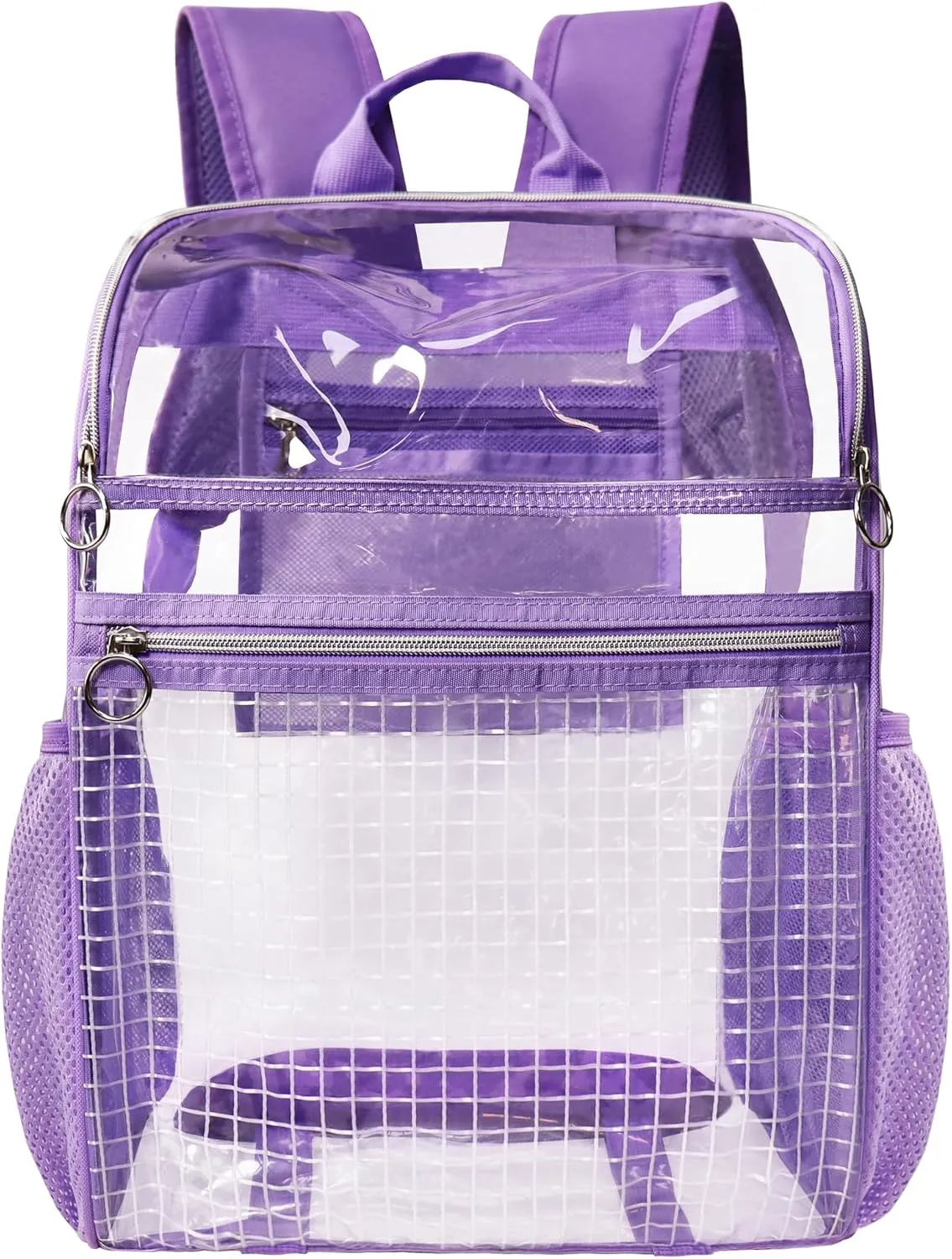 Clear Backpack for School,Clear Bookbag 0.6mm PVC See Through Backpack Heavy Duty Transparent Backpack for Boys Girls College Work,Light Purple
