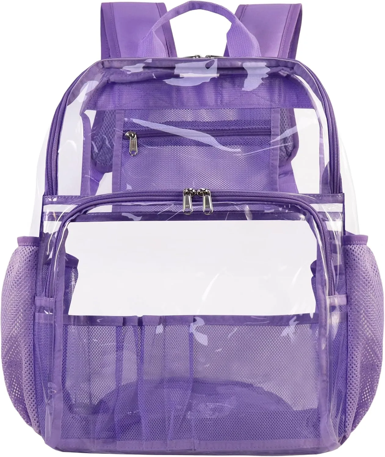 Clear Backpacks for School,18'' Large Clear Backpack Heavy Duty Clear Backpack See Through Backpack Clear Bookbag for Student,School,Work,Travel,Light Purple