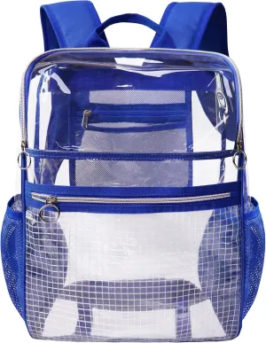 Clear Backpacks for School,Clear Bookbag 0.6mm PVC See Through Backpack Heavy Duty Transparent Backpack for Boys Girls College Work,Blue