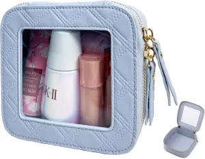 Clear Cosmetic Bag Travel Toiletry Bag Organizer for Women, Waterproof Small Makeup Bag, Skincare Makeup Case Pouch with Zippers for Daily Use