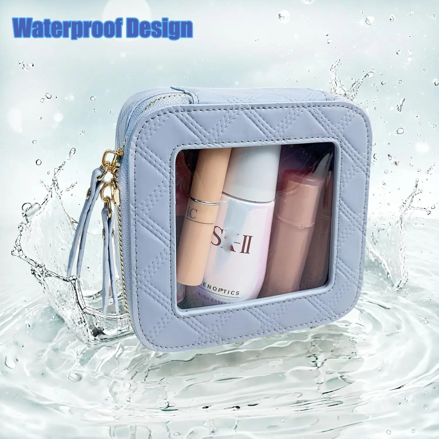 Clear Cosmetic Bag Travel Toiletry Bag Organizer for Women, Waterproof Small Makeup Bag, Skincare Makeup Case Pouch with Zippers for Daily Use