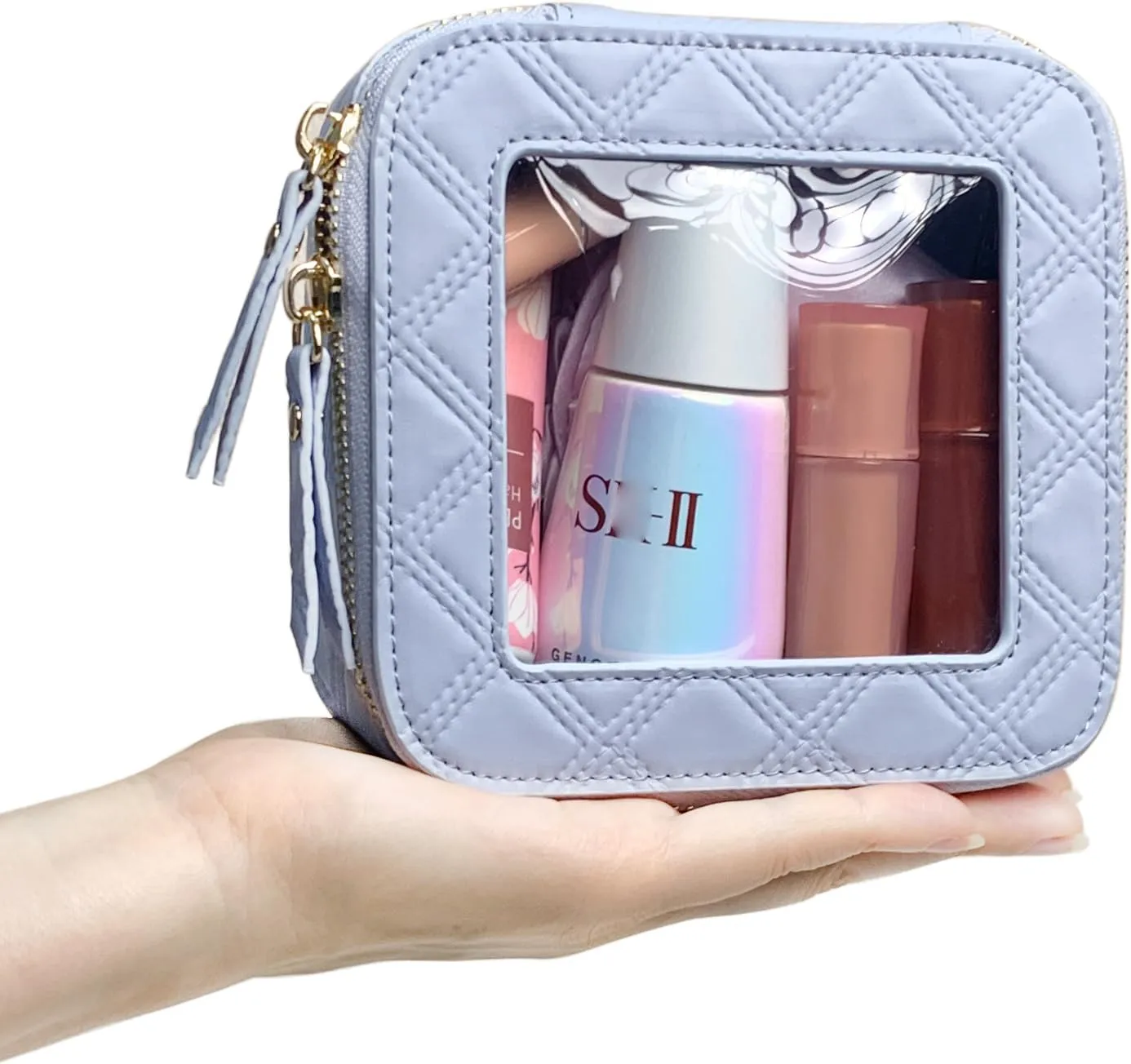 Clear Cosmetic Bag Travel Toiletry Bag Organizer for Women, Waterproof Small Makeup Bag, Skincare Makeup Case Pouch with Zippers for Daily Use