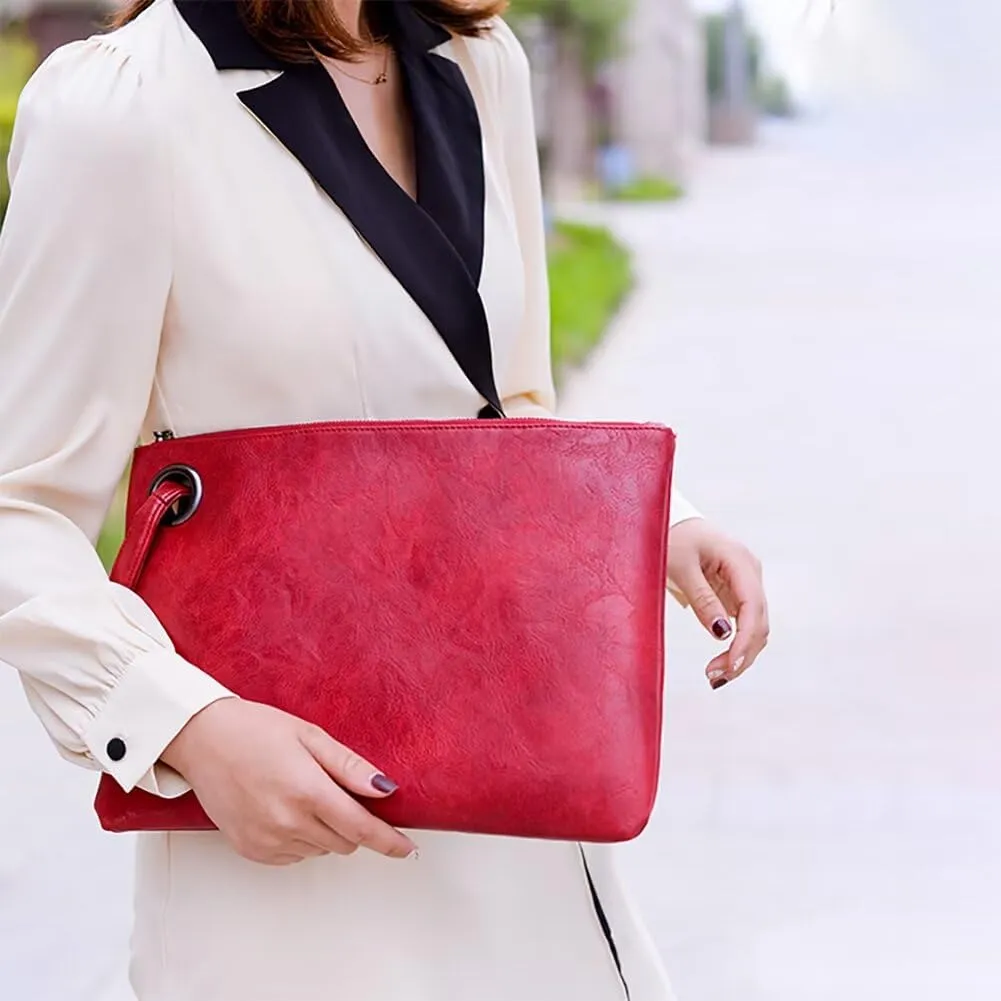 Clutch Purse for Women Vegan Leather Wristlet Wallet Roomy Envelope Clutch Designer Purses and Handbags for Daily Use
