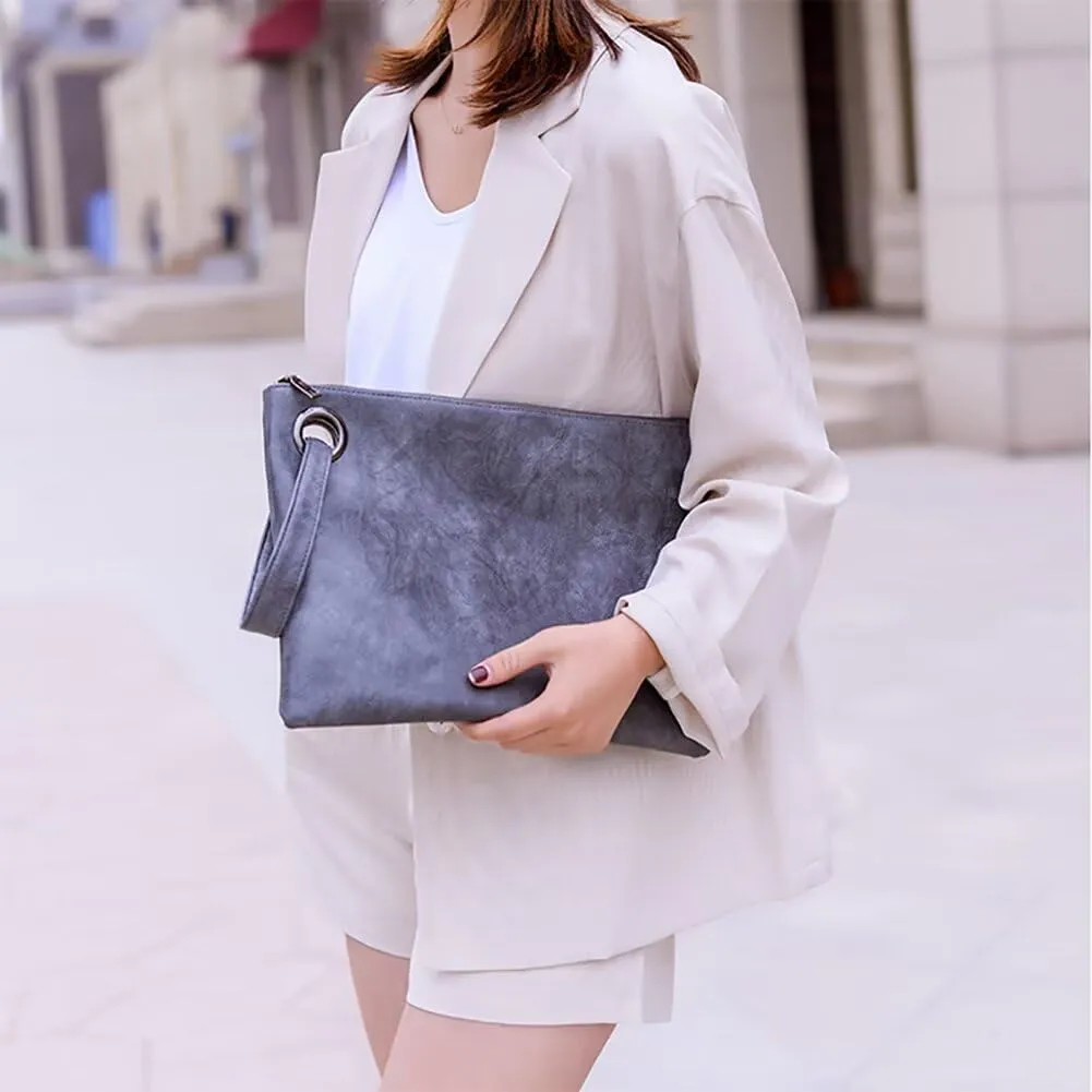 Clutch Purse for Women Vegan Leather Wristlet Wallet Roomy Envelope Clutch Designer Purses and Handbags for Daily Use