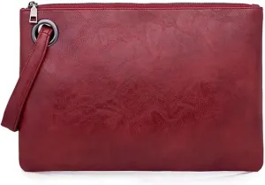 Clutch Purse for Women Vegan Leather Wristlet Wallet Roomy Envelope Clutch Designer Purses and Handbags for Daily Use