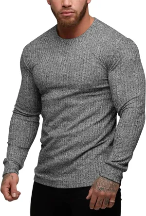 COOFANDY Men's 2 Pack Muscle T-Shirt Stretch Long Sleeve Gym Workout Bodybuilding Training Tee Shirts Casual Hipster Tops