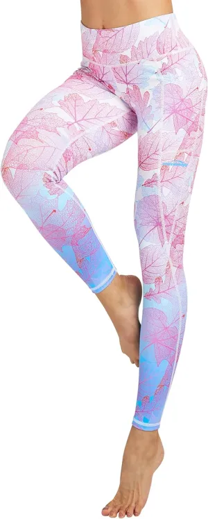 COOLOMG Women Leggings Breast Cancer Awareness Yoga Pants Pink Ribbon Tights with Side Pockets
