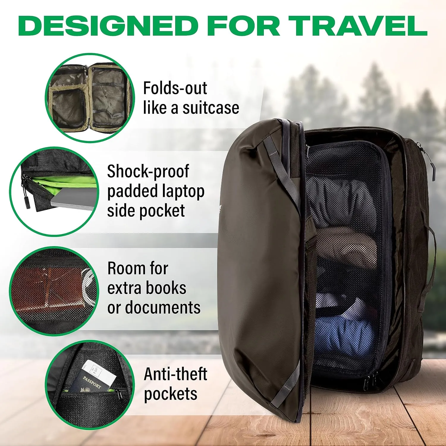 COR Surf Travel Backpack | Flight Approved Carry On Laptop Backpack with Secret Passport Pockets | The Island Hopper (28L, Lava Red)