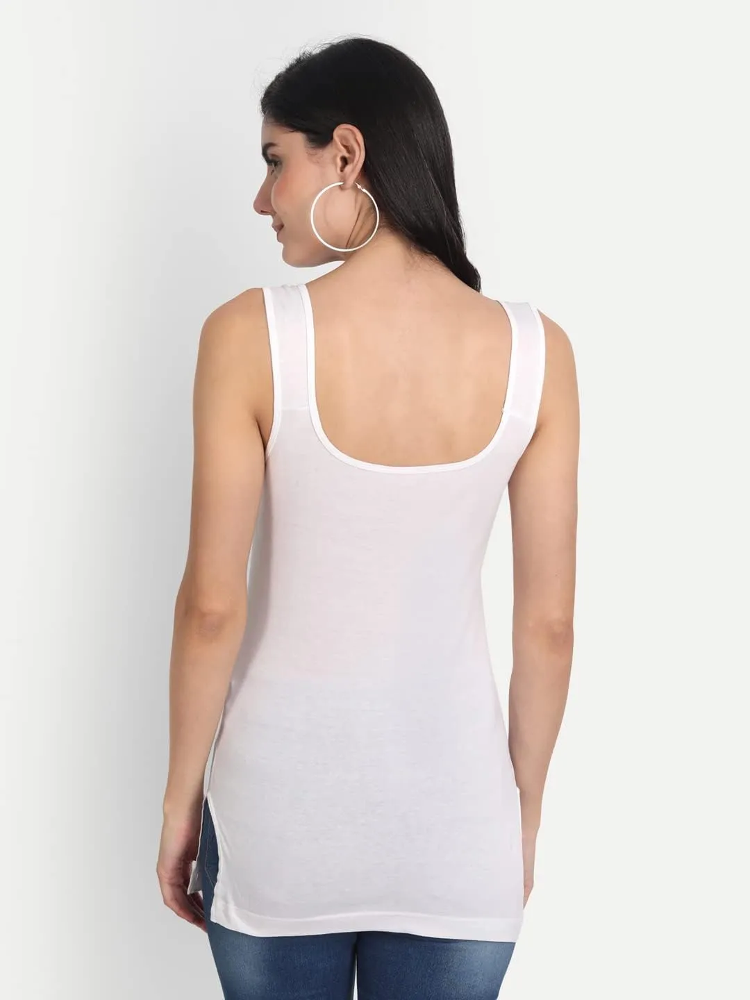 Cotton Medium Length Slips Camisole Shoulder Straps Tank Top for Women Pack of 3