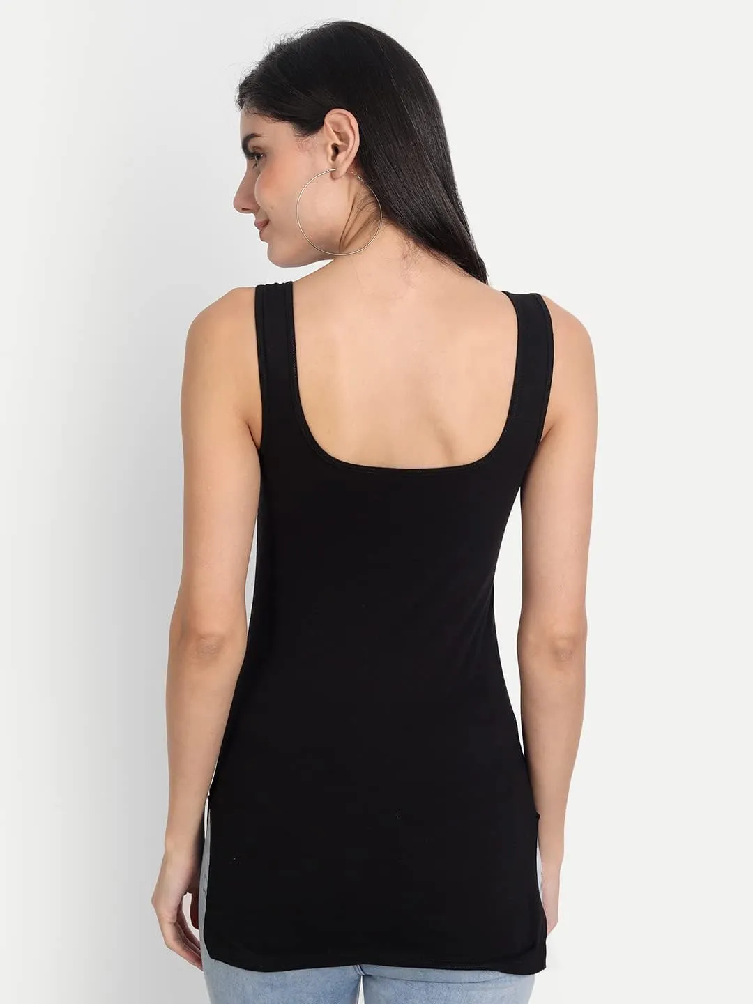 Cotton Medium Length Slips Camisole Shoulder Straps Tank Top for Women Pack of 3