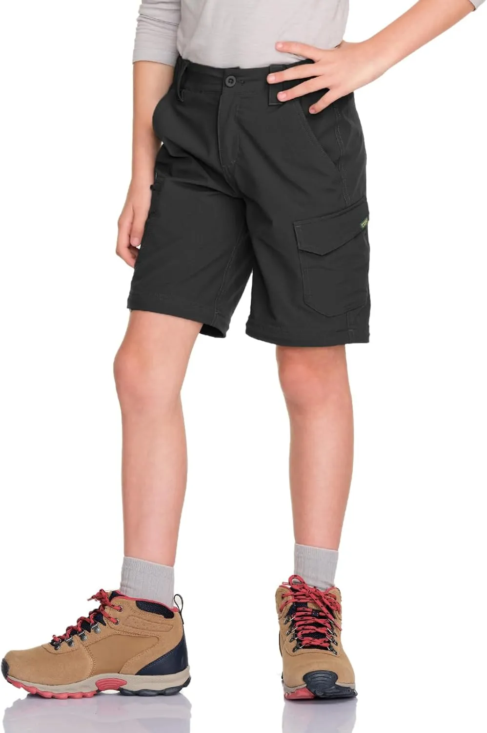 CQR Kids Youth Hiking Cargo Pants, UPF 50  Quick Dry Convertible Zip Off Pants, Outdoor Camping Pants