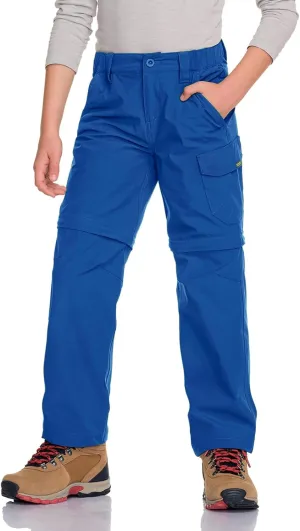 CQR Kids Youth Hiking Cargo Pants, UPF 50  Quick Dry Convertible Zip Off Pants, Outdoor Camping Pants