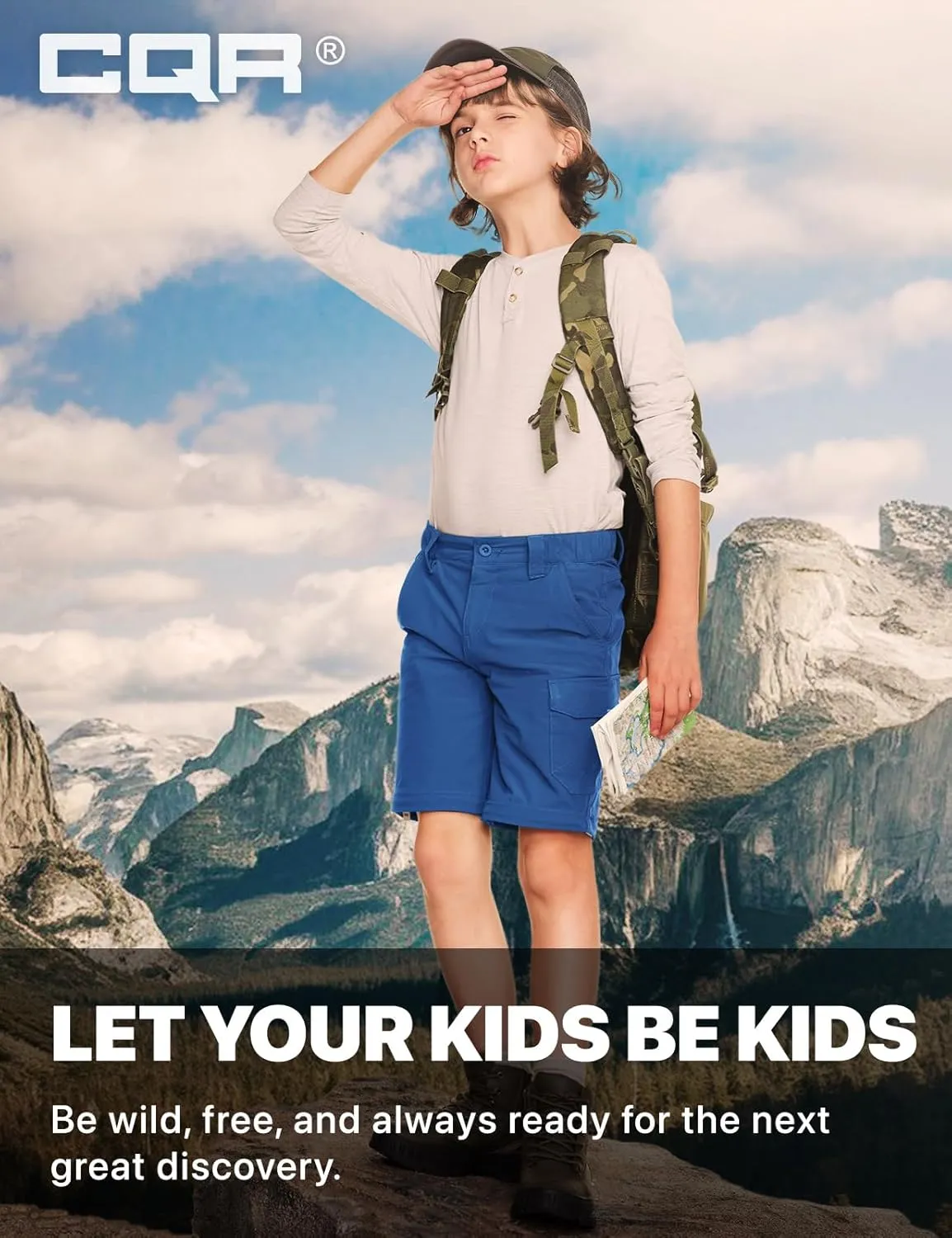 CQR Kids Youth Hiking Cargo Pants, UPF 50  Quick Dry Convertible Zip Off Pants, Outdoor Camping Pants