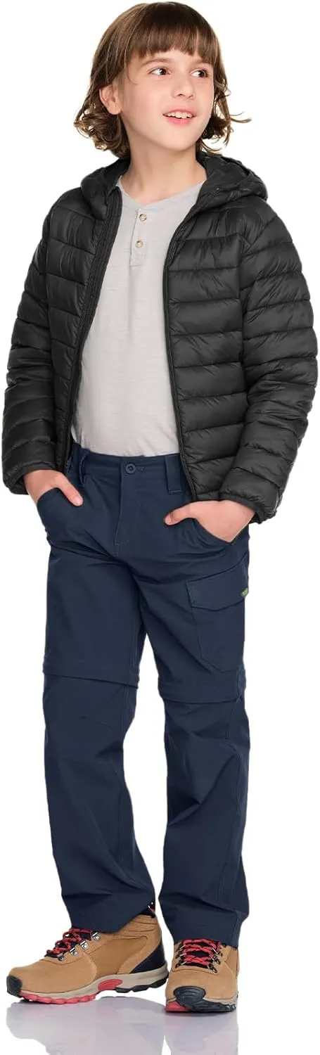 CQR Kids Youth Hiking Cargo Pants, UPF 50  Quick Dry Convertible Zip Off Pants, Outdoor Camping Pants