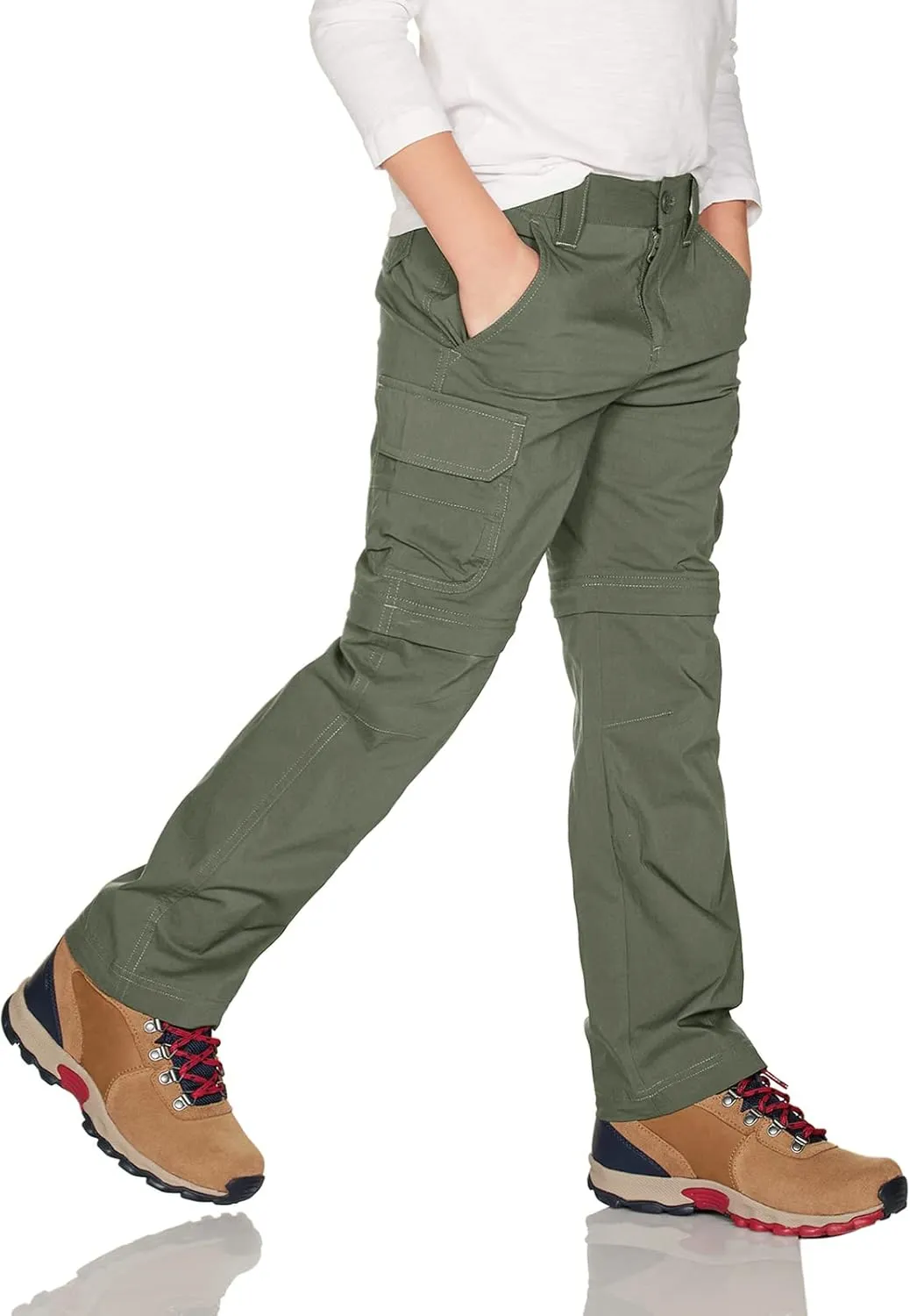 CQR Kids Youth Hiking Cargo Pants, UPF 50  Quick Dry Convertible Zip Off Pants, Outdoor Camping Pants