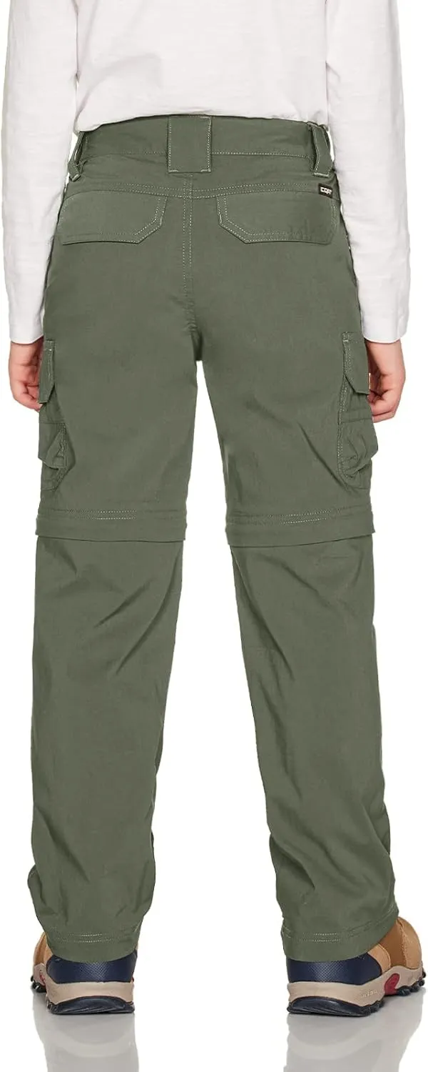 CQR Kids Youth Hiking Cargo Pants, UPF 50  Quick Dry Convertible Zip Off Pants, Outdoor Camping Pants