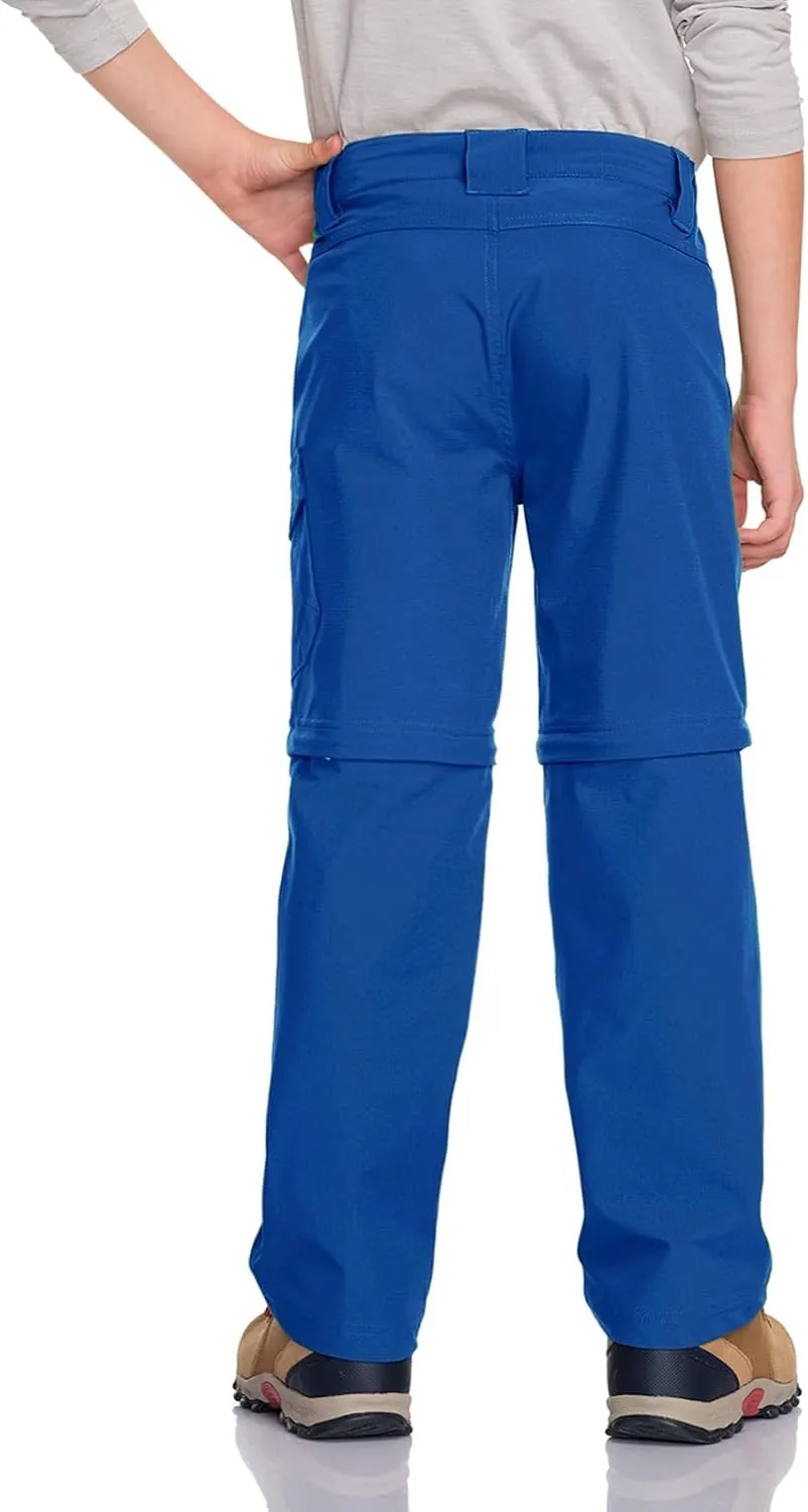 CQR Kids Youth Hiking Cargo Pants, UPF 50  Quick Dry Convertible Zip Off Pants, Outdoor Camping Pants