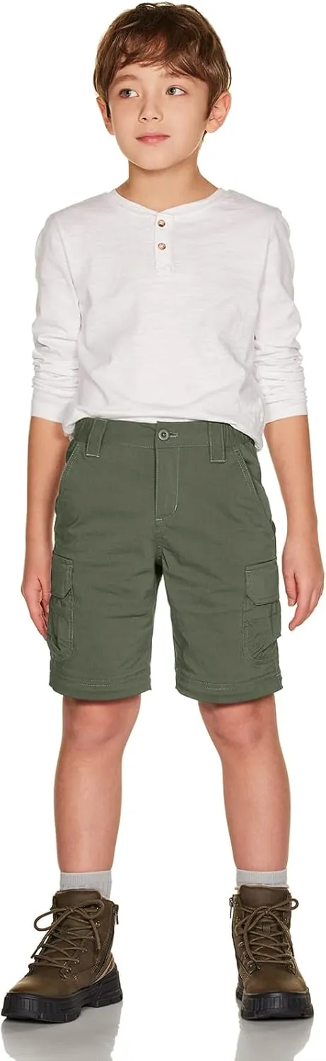 CQR Kids Youth Hiking Cargo Pants, UPF 50  Quick Dry Convertible Zip Off Pants, Outdoor Camping Pants