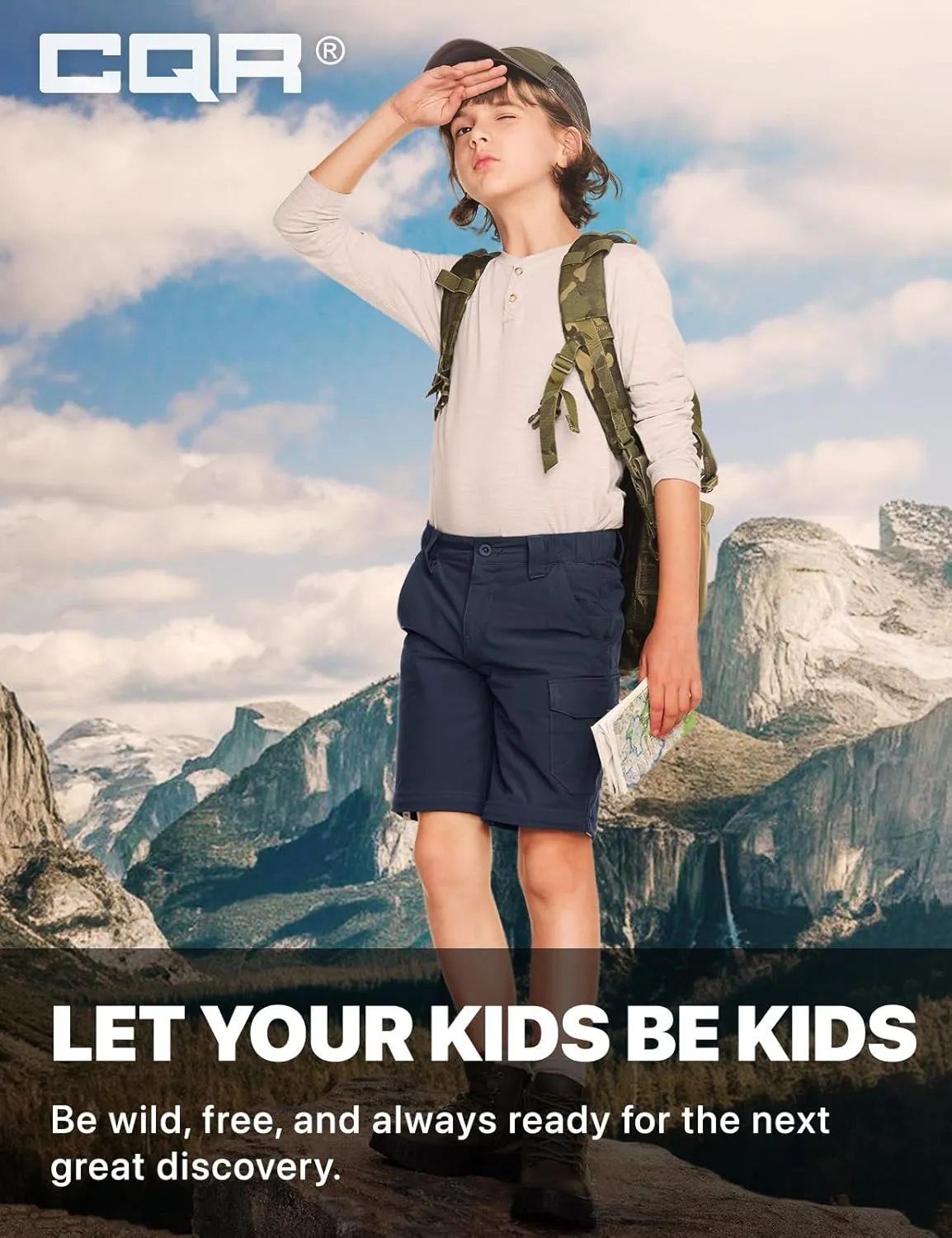 CQR Kids Youth Hiking Cargo Pants, UPF 50  Quick Dry Convertible Zip Off Pants, Outdoor Camping Pants