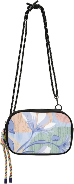 Crossbody Bag Abstracted Vector Flowers Blue Cell Phone Purse Wallet with Credit Card Slots Multicolor Handbag with Adjustable Strap Fits Phone Keys And More