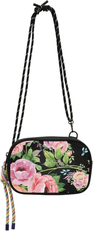 Crossbody Bag Beautiful Bouquets Of Roses Black Cell Phone Purse Wallet with Credit Card Slots Multicolor Handbag with Adjustable Strap Fits Phone Keys And More