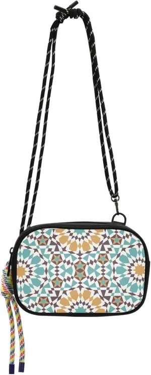 Crossbody Bag Blue and Yellow Tile Pattern Cell Phone Purse Wallet with Credit Card Slots Multicolor Handbag with Adjustable Strap Fits Phone Keys And More