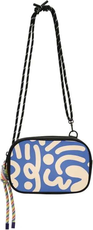 Crossbody Bag Blue Cute Decorative Curves Cell Phone Purse Wallet with Credit Card Slots Multicolor Handbag with Adjustable Strap Fits Phone Keys And More