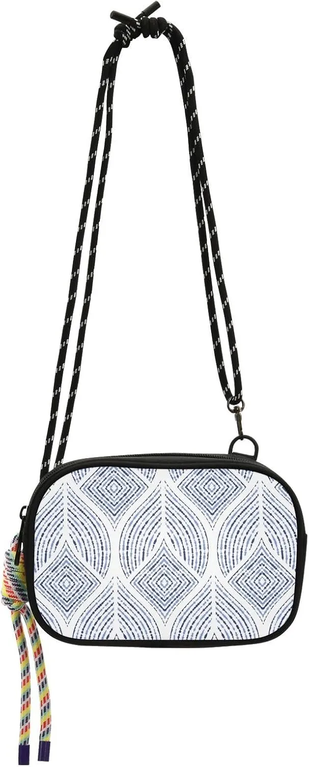 Crossbody Bag Blue Ethnic Pattern Cell Phone Purse Wallet with Credit Card Slots Multicolor Handbag with Adjustable Strap Fits Phone Keys And More