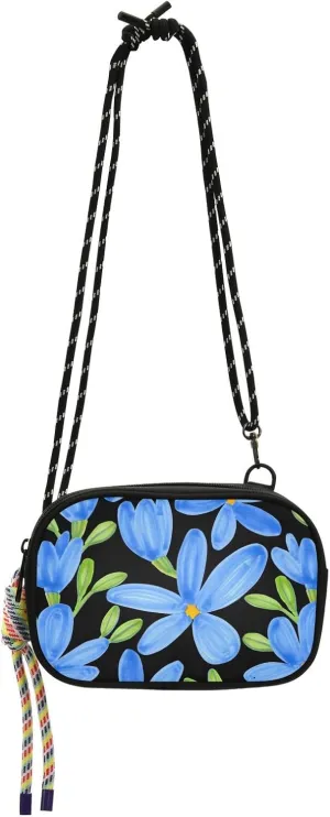 Crossbody Bag Blue Flax Flowers Cell Phone Purse Wallet with Credit Card Slots Multicolor Handbag with Adjustable Strap Fits Phone Keys And More