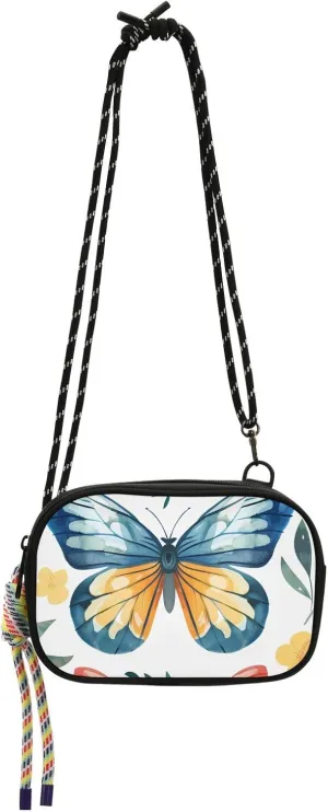 Crossbody Bag Butterflies Floral Cell Phone Purse Wallet with Credit Card Slots Multicolor Handbag with Adjustable Strap Fits Phone Keys And More