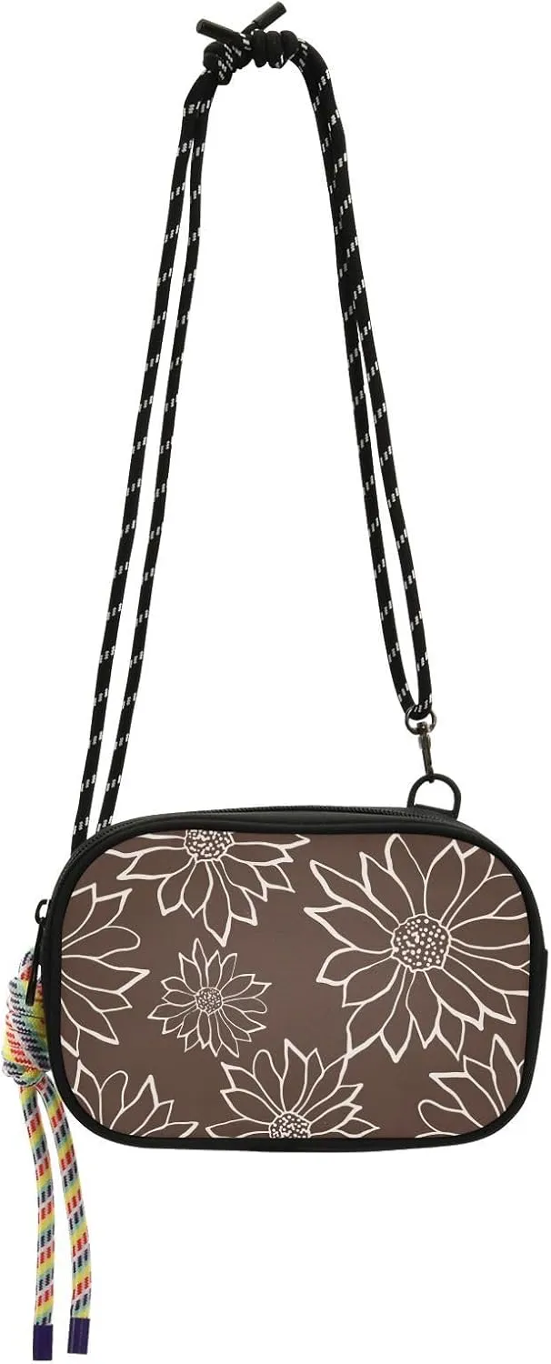 Crossbody Bag Chamomiles Floral Brown Cell Phone Purse Wallet with Credit Card Slots Multicolor Handbag with Adjustable Strap Fits Phone Keys And More