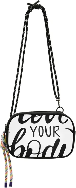 Crossbody Bag Cheer Quotes Love Your Body Cell Phone Purse Wallet with Credit Card Slots Multicolor Handbag with Adjustable Strap Fits Phone Keys And More