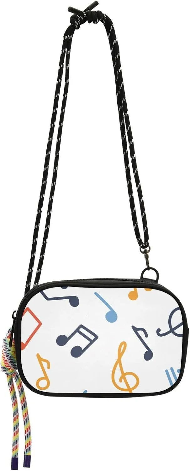 Crossbody Bag Colorful Music Notes Cell Phone Purse Wallet with Credit Card Slots Multicolor Handbag with Adjustable Strap Fits Phone Keys And More