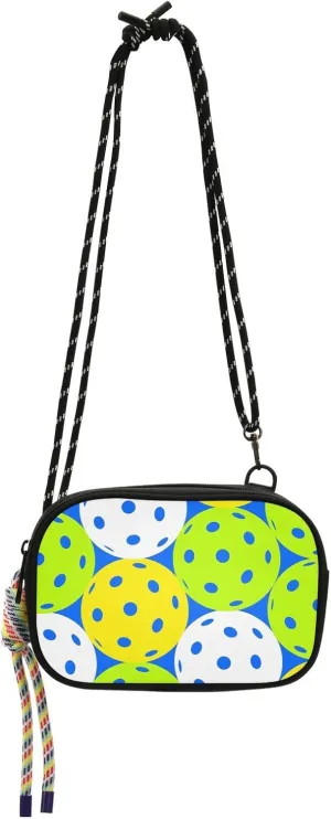 Crossbody Bag Colorful Pickleballs Cell Phone Purse Wallet with Credit Card Slots Multicolor Handbag with Adjustable Strap Fits Phone Keys And More