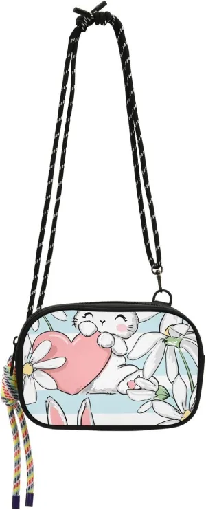 Crossbody Bag Cute Rabbits and Flower Cell Phone Purse Wallet with Credit Card Slots Multicolor Handbag with Adjustable Strap Fits Phone Keys And More