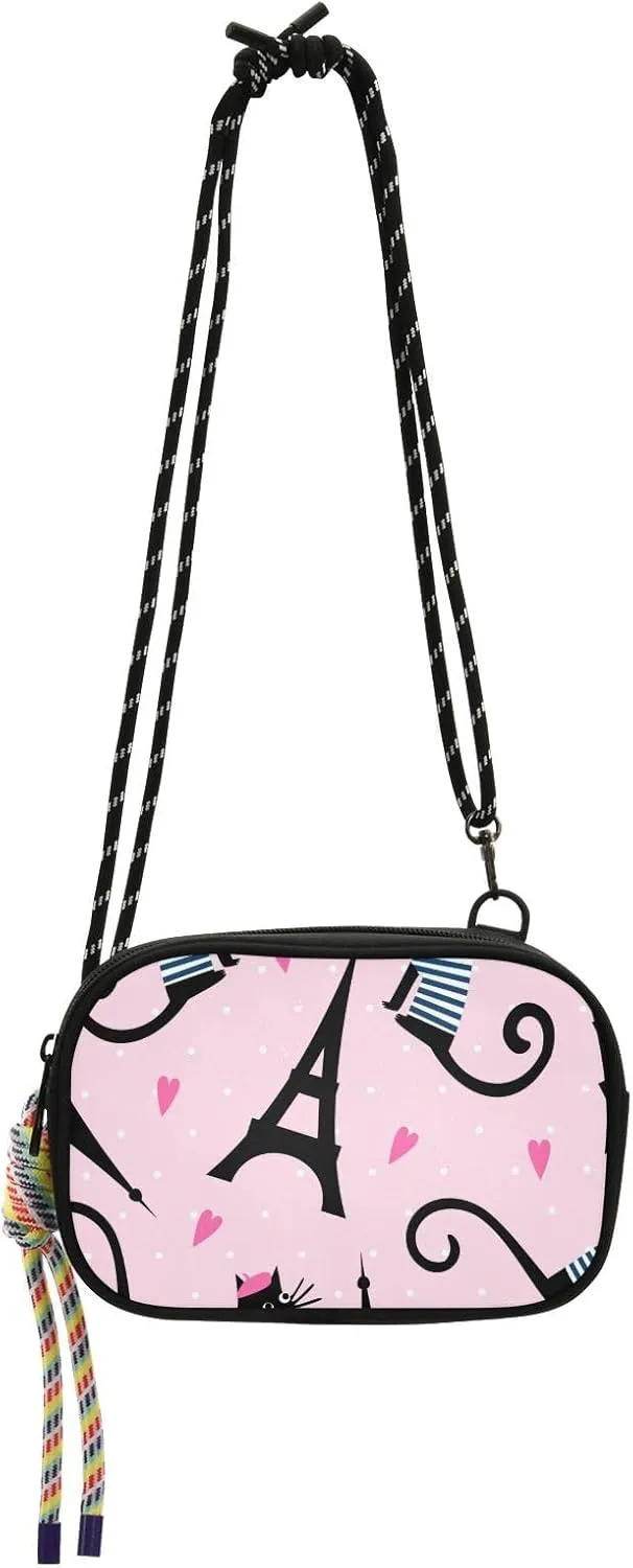 Crossbody Bag Eiffel Tower Cat Cell Phone Purse Wallet with Credit Card Slots Multicolor Handbag with Adjustable Strap Fits Phone Keys And More