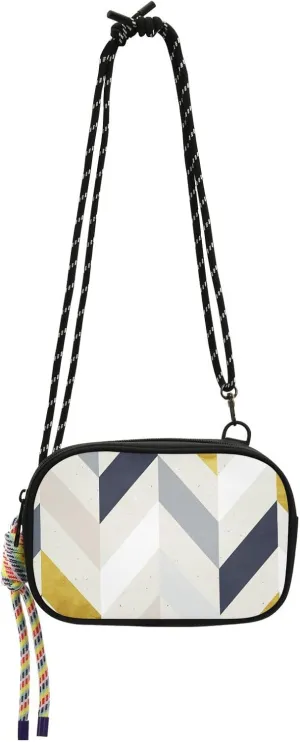 Crossbody Bag Gold Gray Geometric Patterns Cell Phone Purse Wallet with Credit Card Slots Multicolor Handbag with Adjustable Strap Fits Phone Keys And More