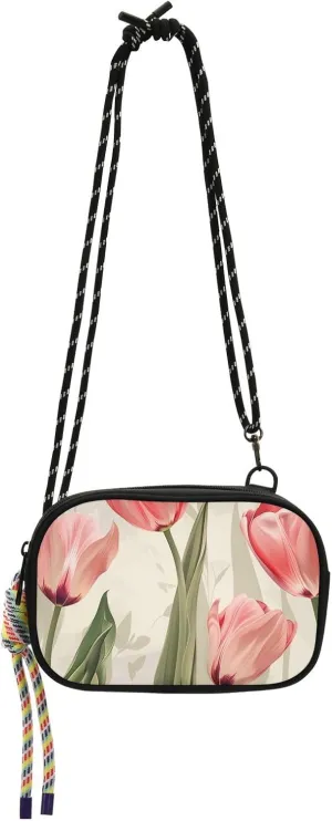 Crossbody Bag Greenery Tulips Cell Phone Purse Wallet with Credit Card Slots Multicolor Handbag with Adjustable Strap Fits Phone Keys And More