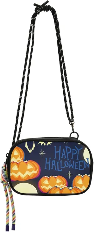 Crossbody Bag Halloween Pumpkins Bats Cell Phone Purse Wallet with Credit Card Slots Multicolor Handbag with Adjustable Strap Fits Phone Keys And More