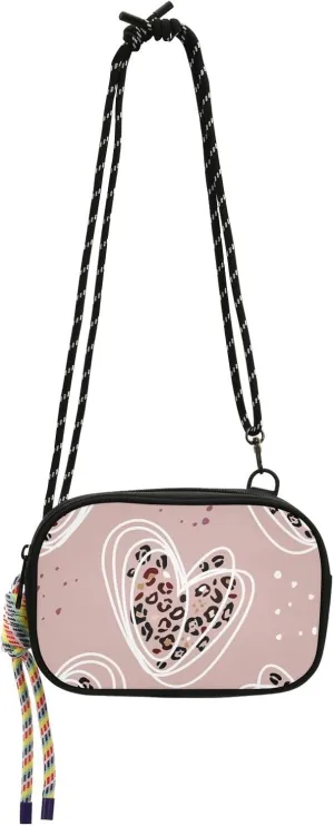 Crossbody Bag Heart Signs Leopard Cell Phone Purse Wallet with Credit Card Slots Multicolor Handbag with Adjustable Strap Fits Phone Keys And More