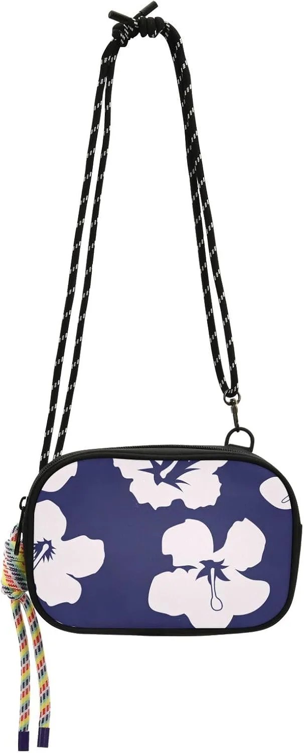 Crossbody Bag Indigo Blue Hibiscus Floral Cell Phone Purse Wallet with Credit Card Slots Multicolor Handbag with Adjustable Strap Fits Phone Keys And More