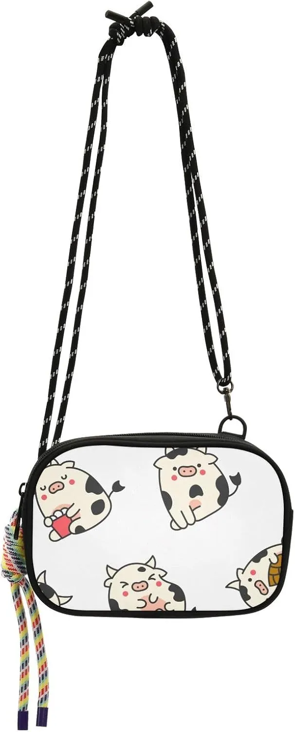Crossbody Bag Kawai Cow Cell Phone Purse Wallet with Credit Card Slots Multicolor Handbag with Adjustable Strap Fits Phone Keys And More