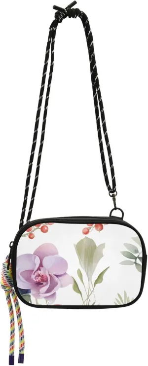 Crossbody Bag Orchid Flowers White Cell Phone Purse Wallet with Credit Card Slots Multicolor Handbag with Adjustable Strap Fits Phone Keys And More