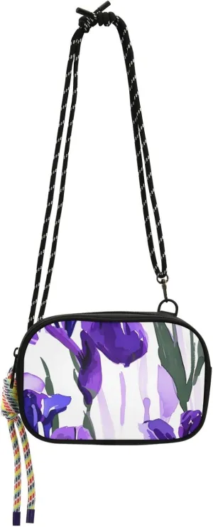 Crossbody Bag Purple Iris Flowers Cell Phone Purse Wallet with Credit Card Slots Multicolor Handbag with Adjustable Strap Fits Phone Keys And More