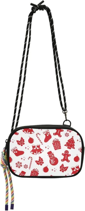 Crossbody Bag Seamless Christmas Elements on Red Cell Phone Purse Wallet with Credit Card Slots Multicolor Handbag with Adjustable Strap Fits Phone Keys And More